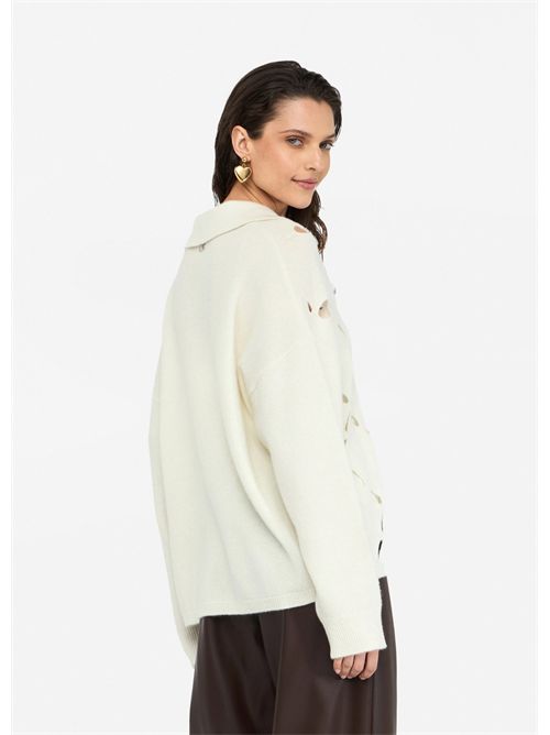 Maglia 100% lana con ricami gioiello LIU JO | MF5038MS009/10701